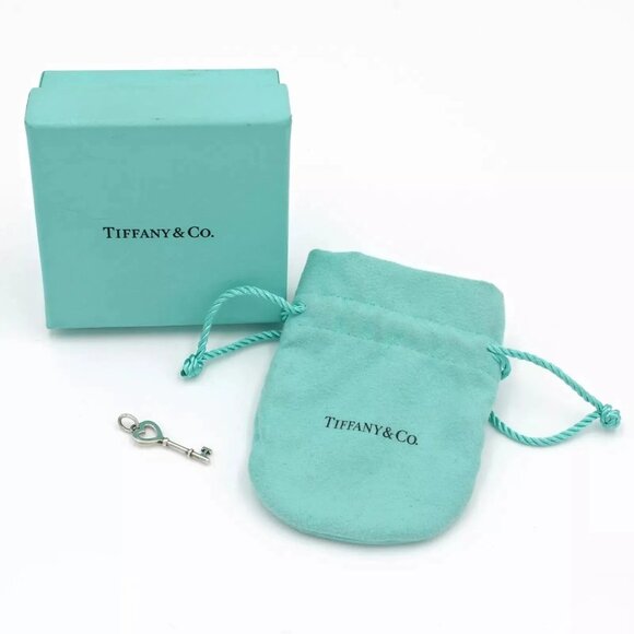 Mint Tiffany & Co. Sterling Silver Heart Padlock Key for Necklace or Bracelet - Picture 2 of 2